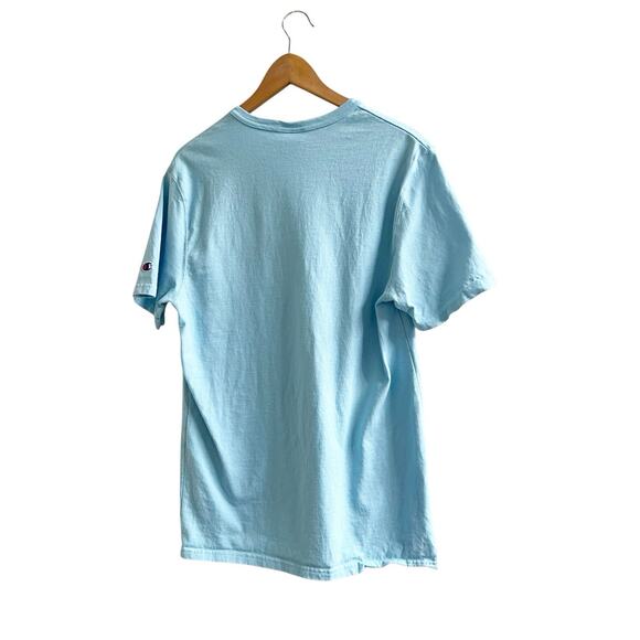 Champion Big Embroidered Logo Blue Size Medium Crew Neck Preppy - Picture 3 of 7